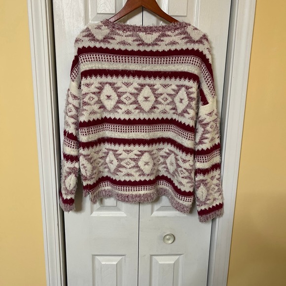 Heart-n-Crush Fuzzy Eyelash Sweater Boho Tribal XL - Picture 3 of 4